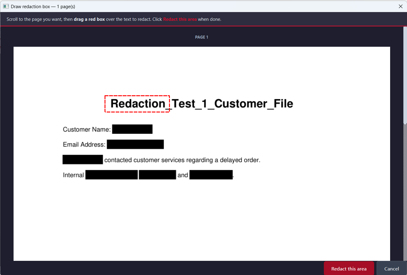 Visual Redaction Studio with a black rectangle drawn over an image